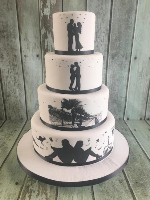 Black wedding cake hand painted Dublin