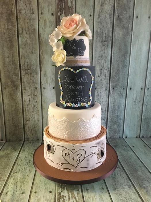 Black board wedding cake