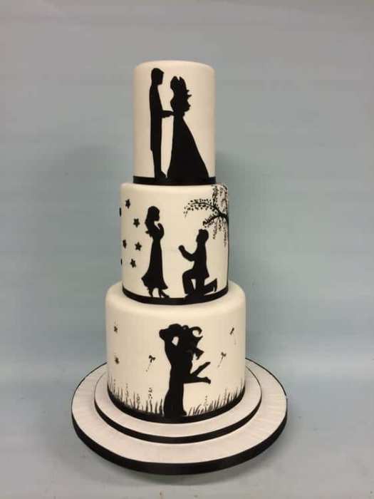 Black and White Storybook Wedding cake