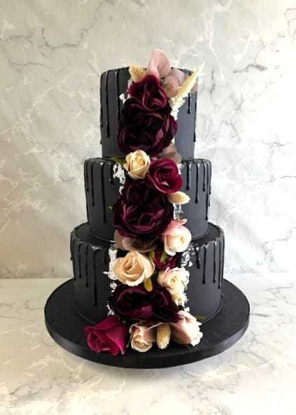 black drip wedding cake