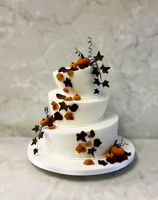 Topsy Turvy Autumn wedding cake