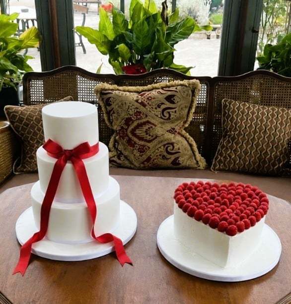 Raspberry Heart Shaped Wedding Cake Design