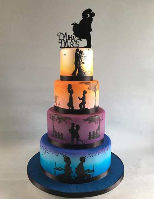 Silhouette wedding cake,2