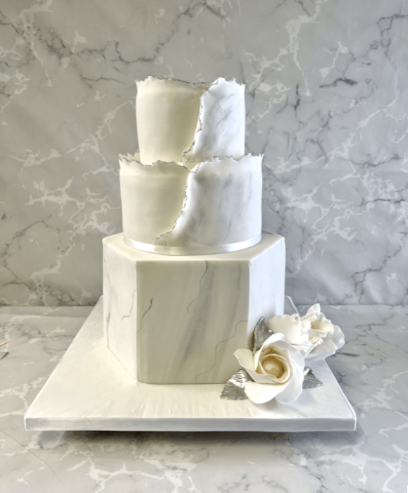 marbel-sand-hexagon-wedding-cake-