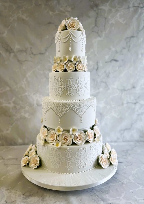 vintage-piped-wedding-cake-with-sugar-flowers-