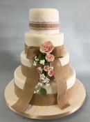 Burlap wedding cake 4 tier