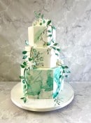 Hexagonal-hand-painted-and-Marbel-wedding-cake