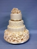 roses and stripes wedding cake