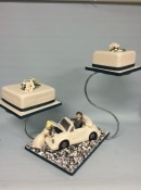 Wedding cake  on a stand 2x square and car cake