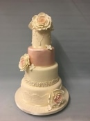 Vintage rose pink wedding cake