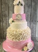 large ruffles wedding cake with vintage design