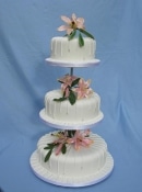 Wedding  cake  royal icing drip and Lillie flowers
