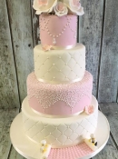 pink and ivory vintage  wedding cake 4