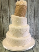 topsy turvy sequin wedding cake