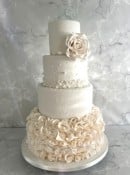 white-sequins-and-ruffles-wedding-cake