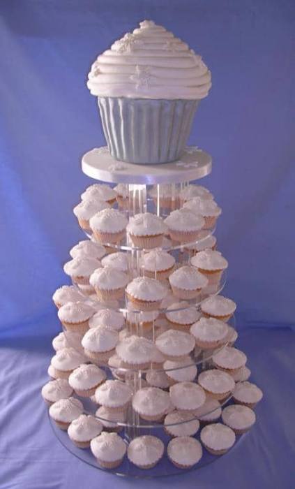 snowflake large wedding  cup cake  tower