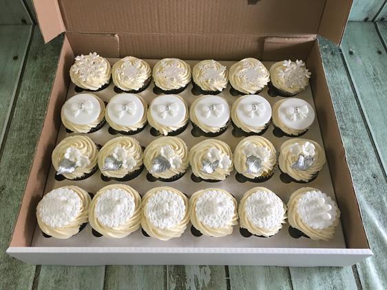 vintage white cup cake selection