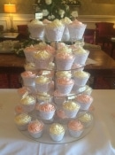 Vintage wedding cup  cakes with lace wraps
